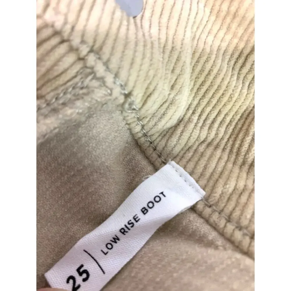 Size 25 PacSun Womens Tan Corduroy Low Rise Boot Cut Pants Stretch